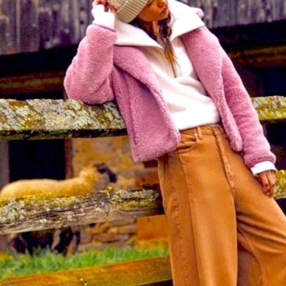 Free People Pink Sherpa Jacket - Picture 4 of 9